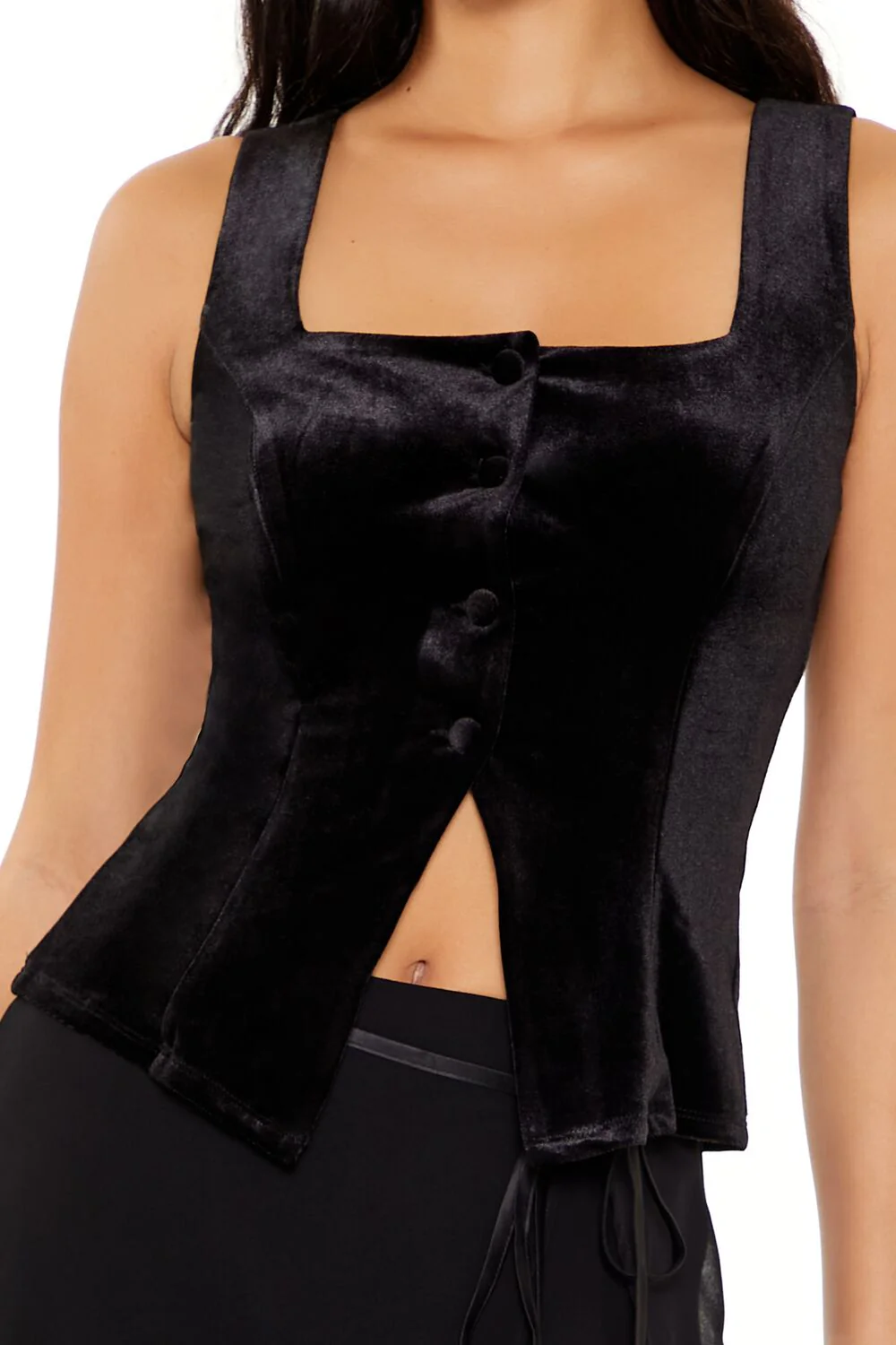 Velvet Button-Front Tank Top - Image 3