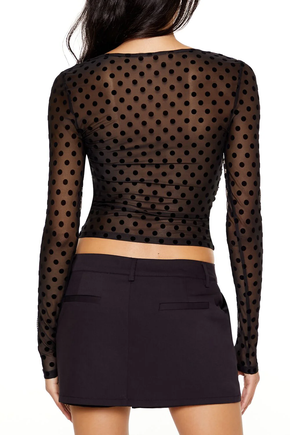 Polka Dot Mesh Crop Top - Image 5