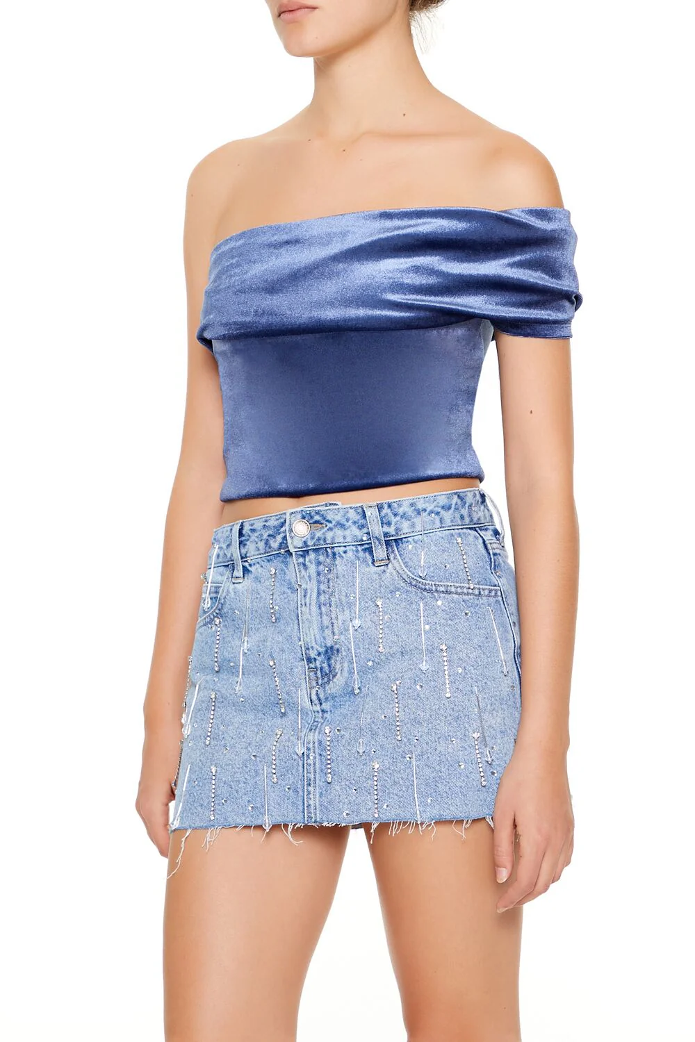 Velvet One-Shoulder Crop Top - Image 9