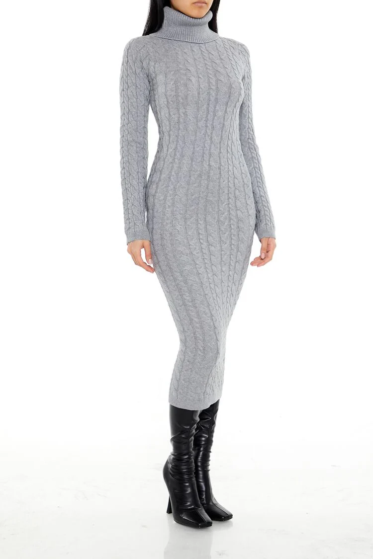 Cable Knit Midi Sweater Dress - Image 3