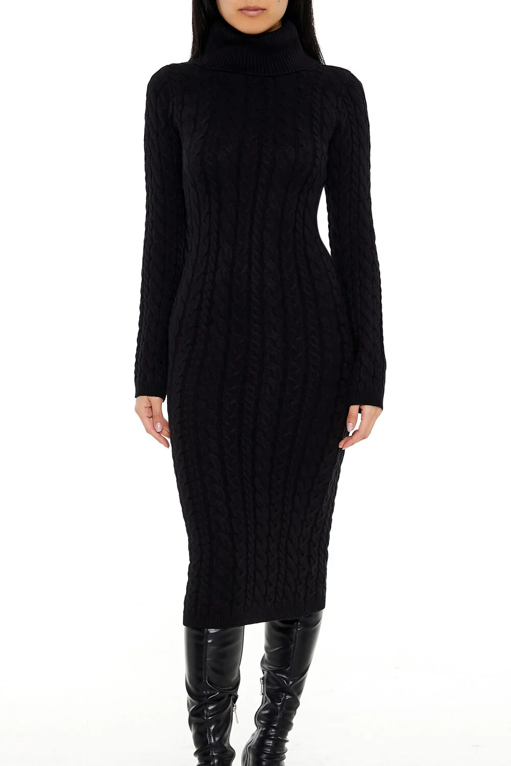 Cable Knit Midi Sweater Dress - Image 7