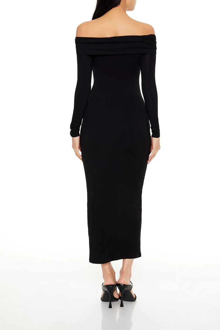 Foldover Off-the-Shoulder Midi Dress - Image 4