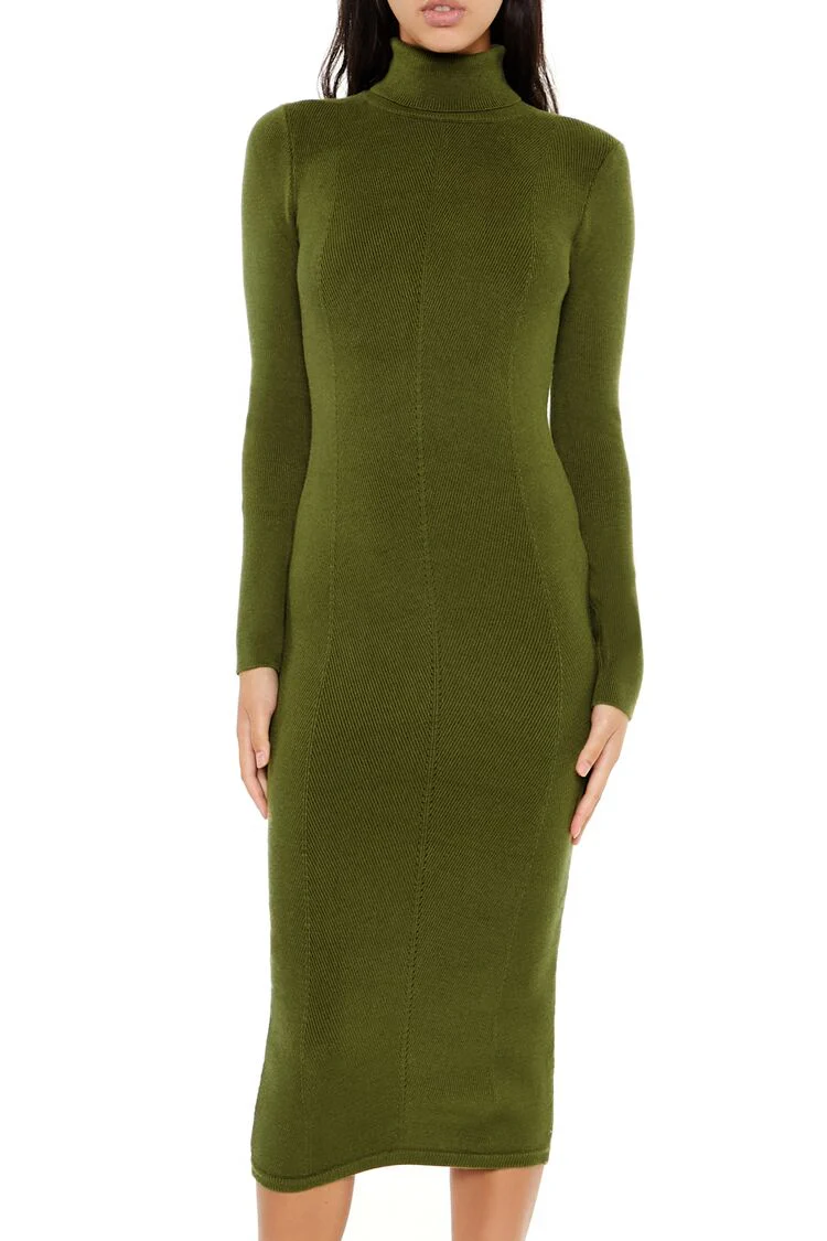 Turtleneck Midi Sweater Dress - Image 12