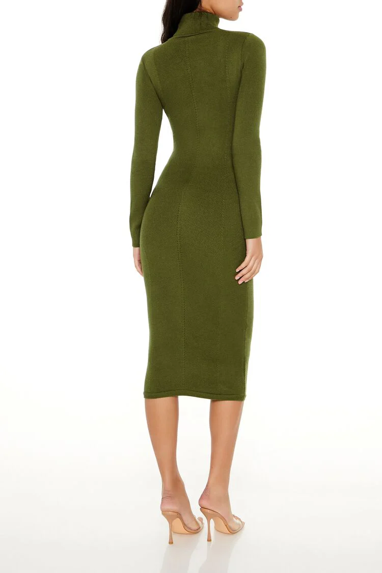 Turtleneck Midi Sweater Dress - Image 14