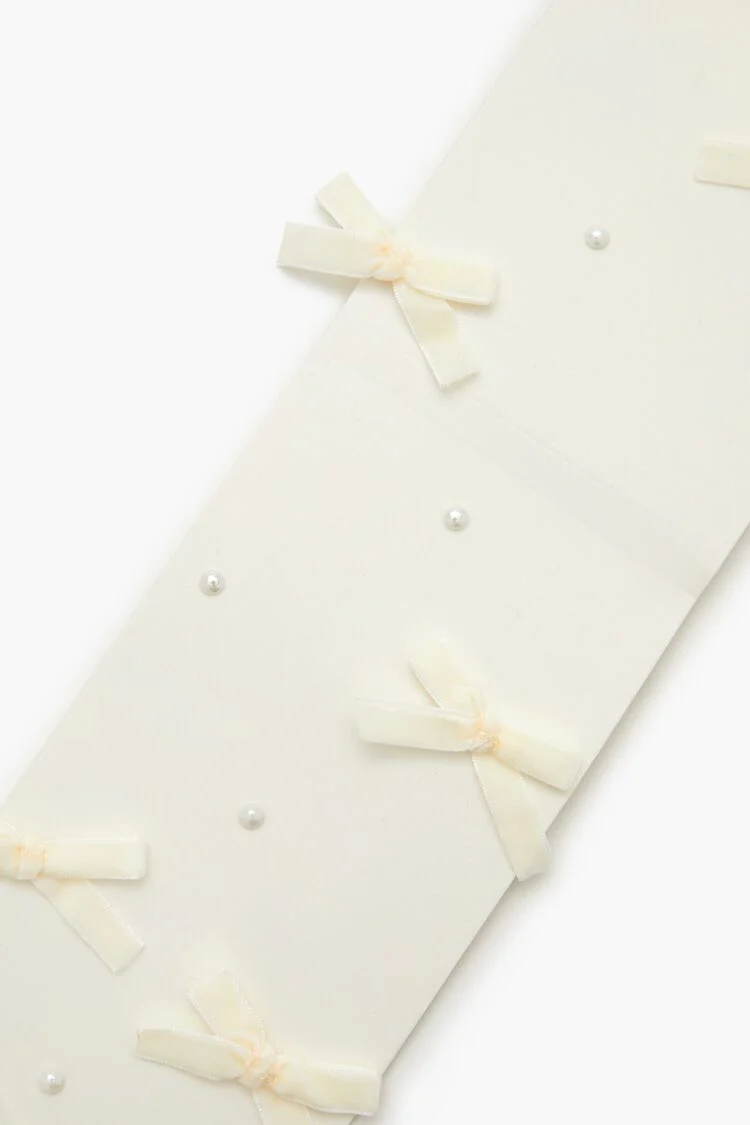 Bow & Faux Pearl Tights - Image 6
