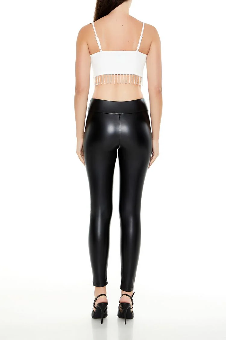 Faux Leather High-Rise Leggings - Image 4