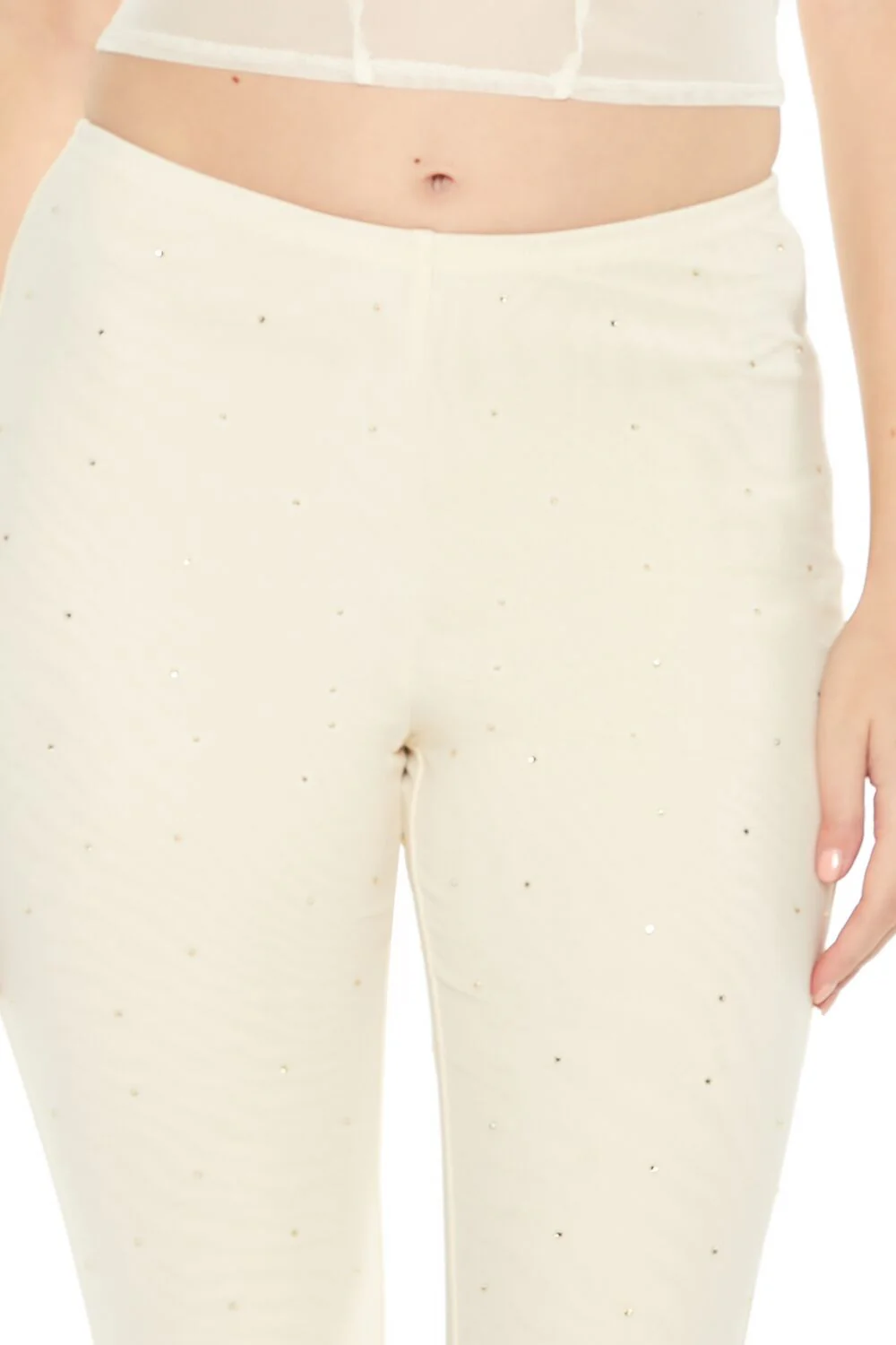 Mesh Rhinestone Flare Pants - Image 10