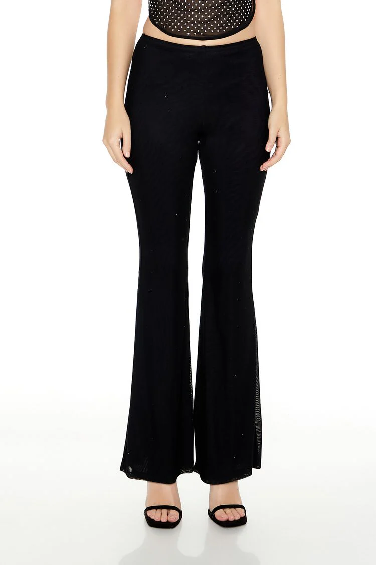 Mesh Rhinestone Flare Pants - Image 2
