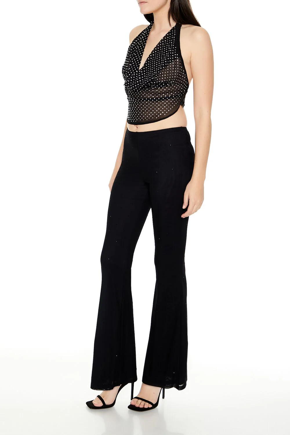 Mesh Rhinestone Flare Pants - Image 3