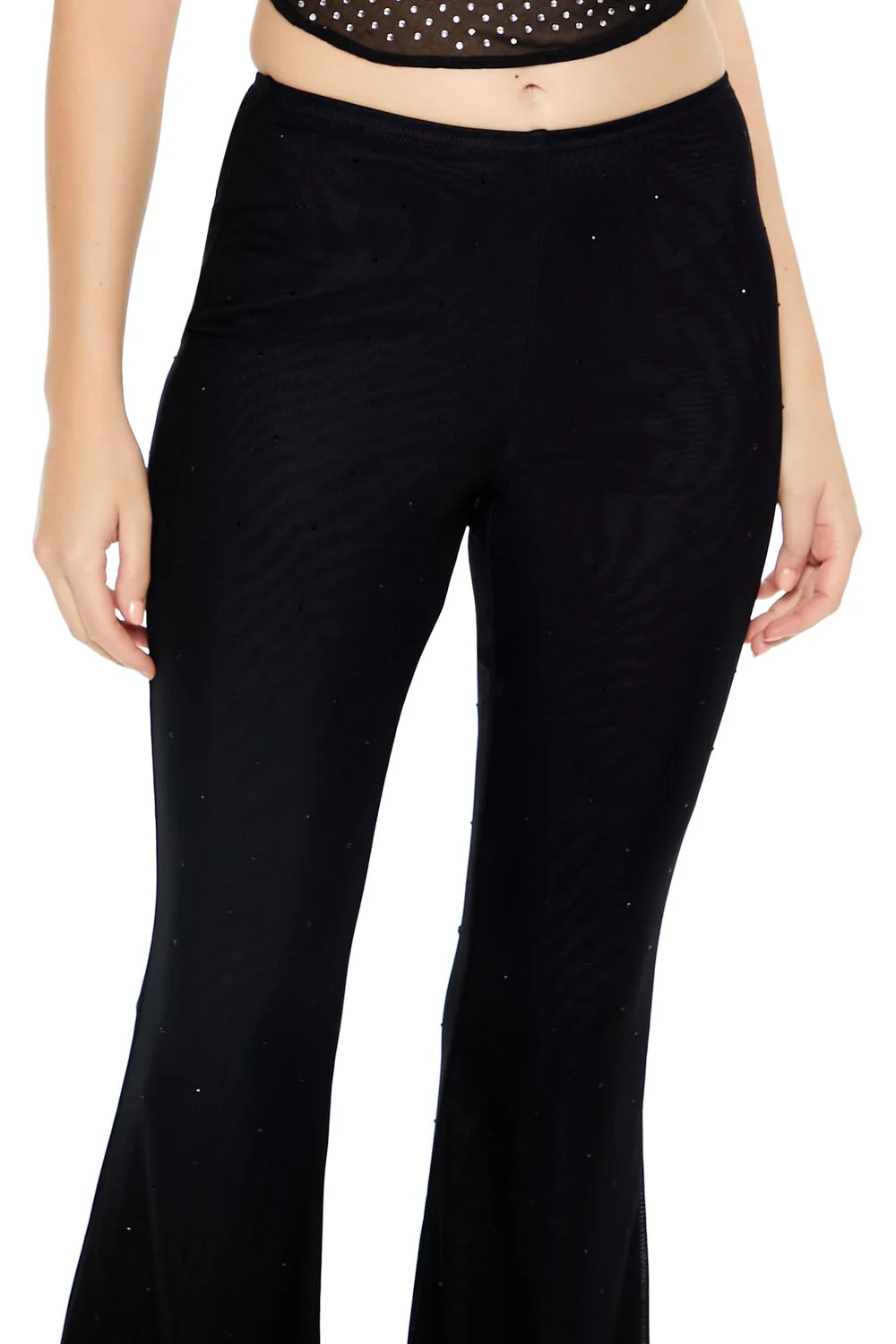Mesh Rhinestone Flare Pants - Image 5