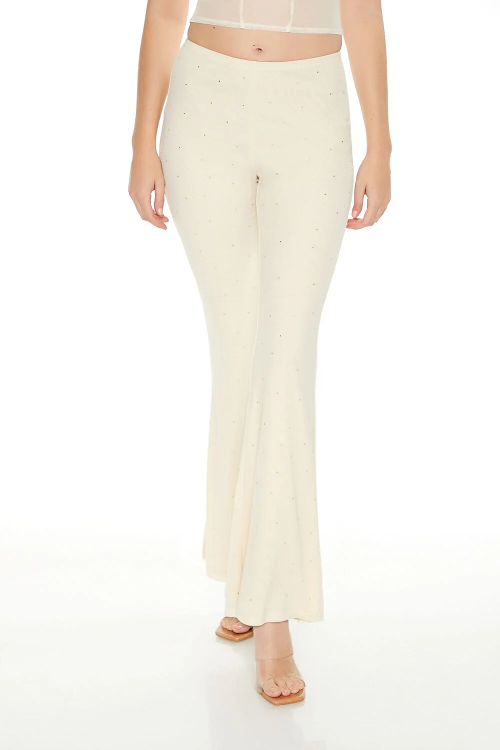 Mesh Rhinestone Flare Pants - Image 7