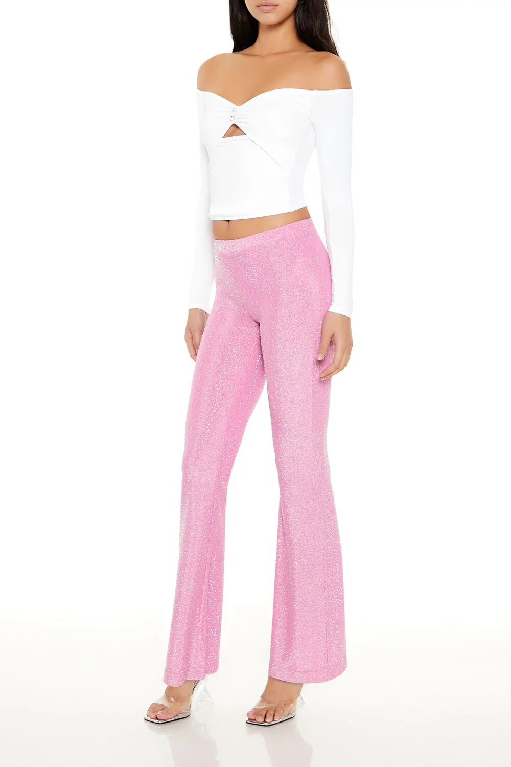 Glitter High-Rise Flare Pants - Image 3