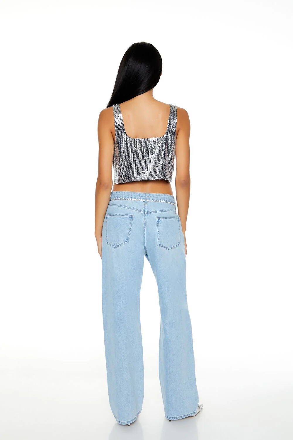 Faux Gem-Trim High-Rise Jeans - Image 4