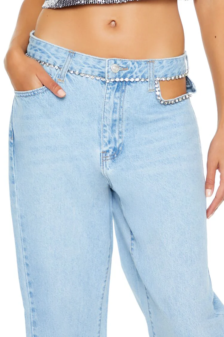 Faux Gem-Trim High-Rise Jeans - Image 5