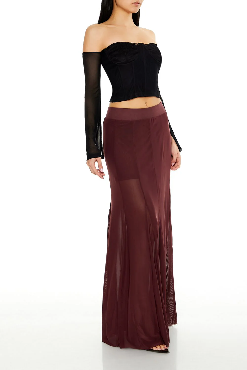 Sheer Overlay Maxi Skirt - Image 3