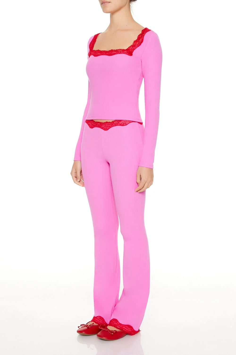 Lace-Trim Flare Leggings - Image 3