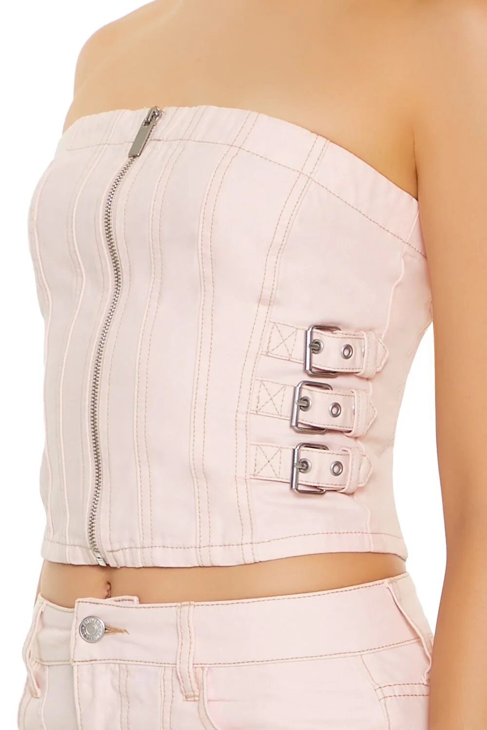 Strappy Zip-Front Cropped Tube Top - Image 3