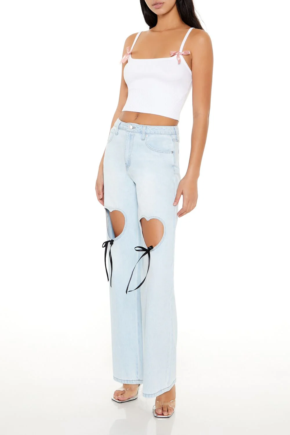 Heart Cutout High-Rise Jeans - Image 3