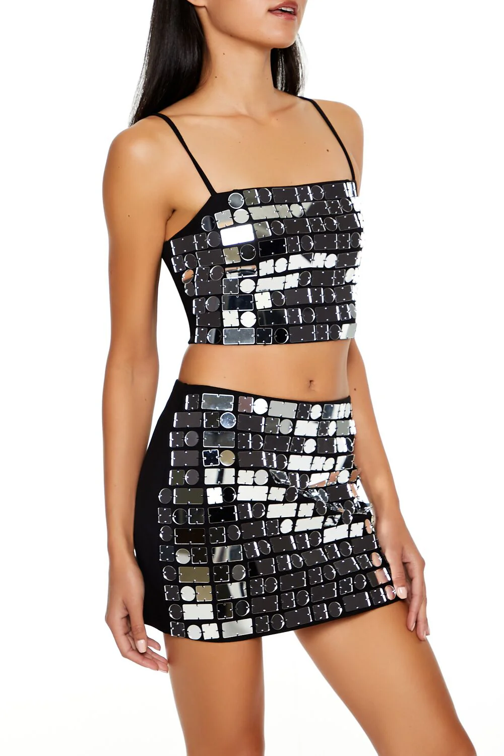 Metallic Mirrored Geo Cropped Cami - Image 4