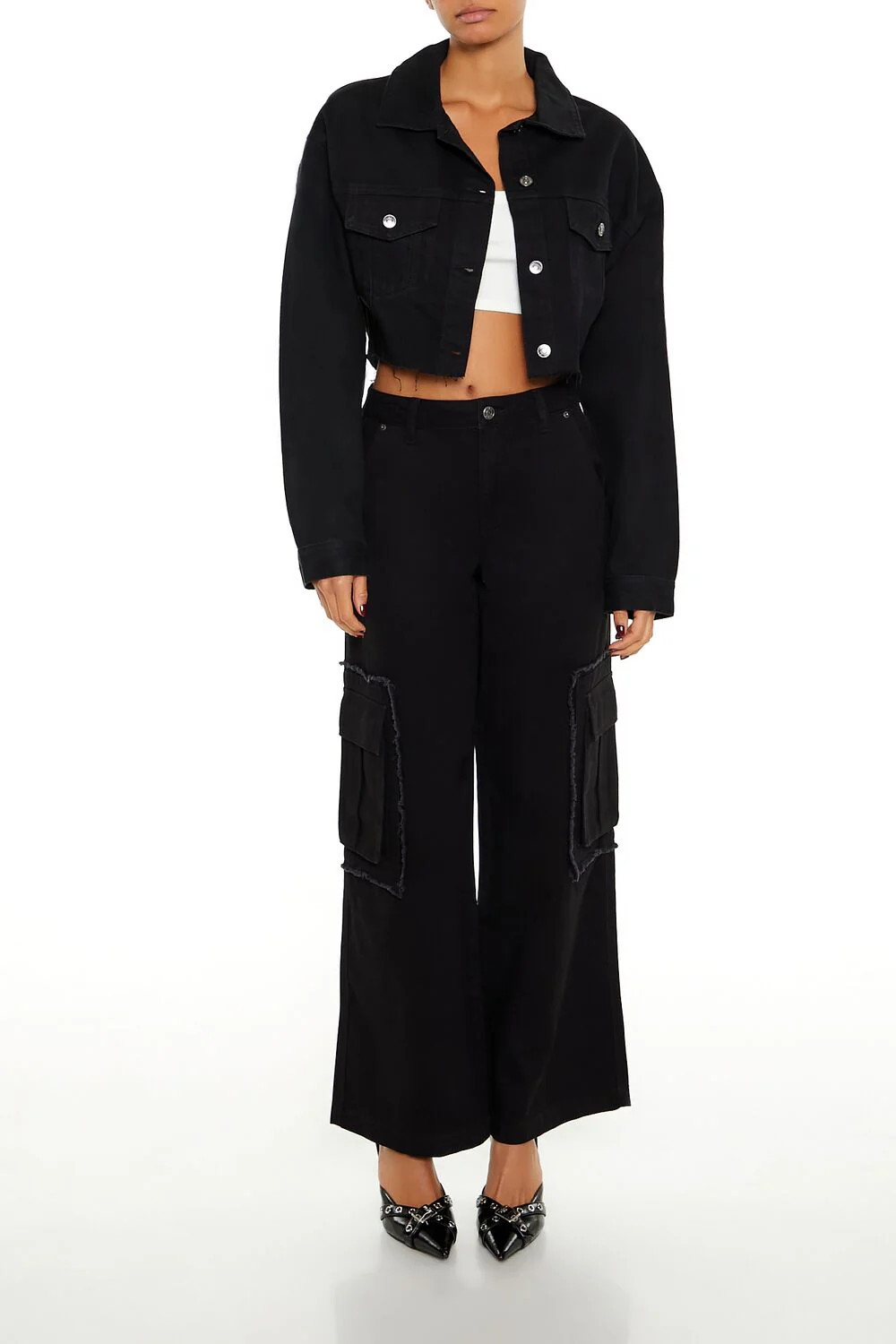 Rhinestone Chain Denim Jacket - Image 2