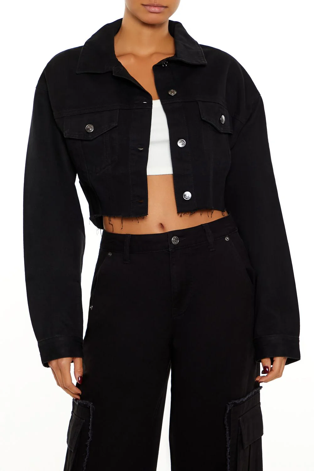 Rhinestone Chain Denim Jacket - Image 3