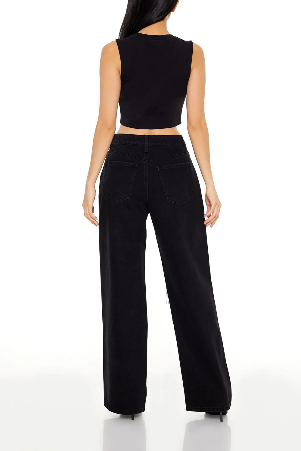 Rhinestone Chain High-Rise Jeans - Image 4