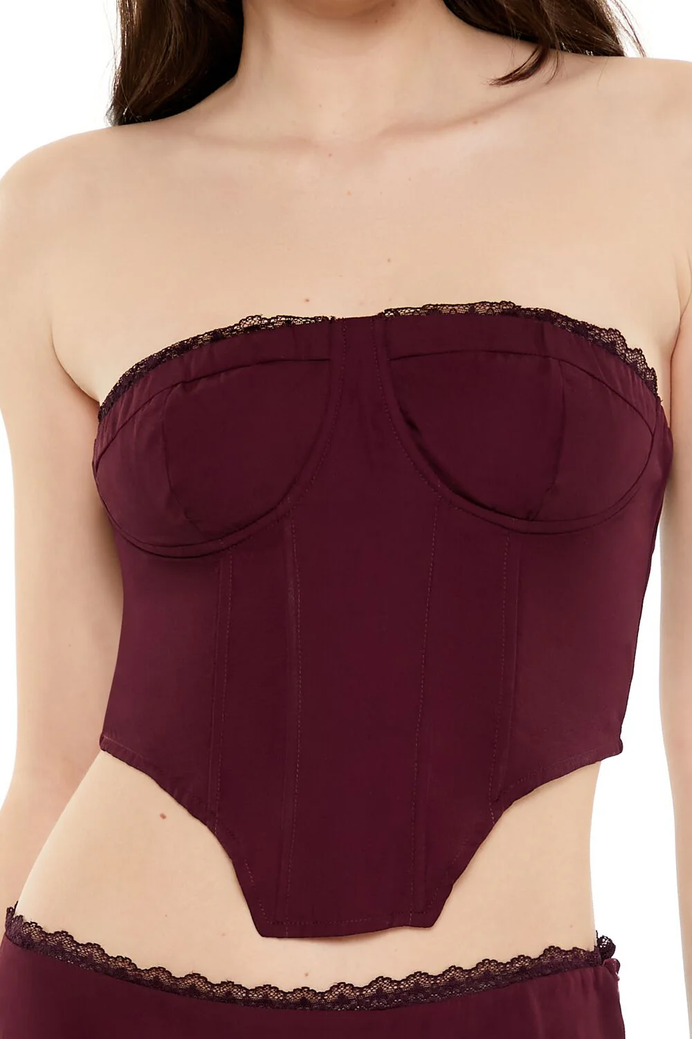 Lace-Trim Bustier Tube Crop Top - Image 3