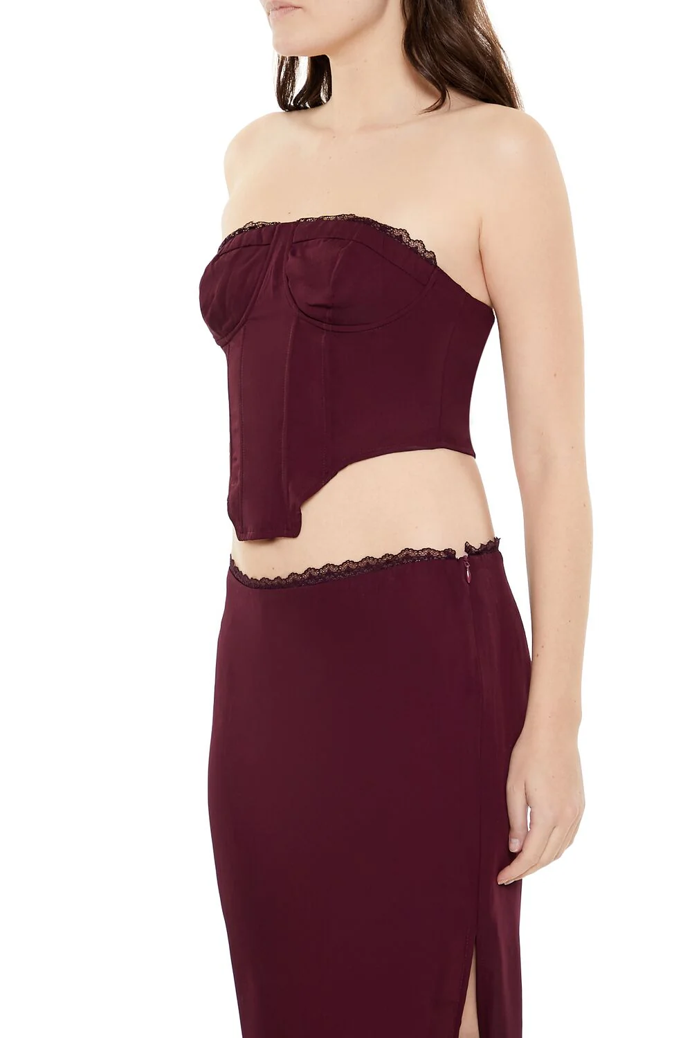 Lace-Trim Bustier Tube Crop Top - Image 4