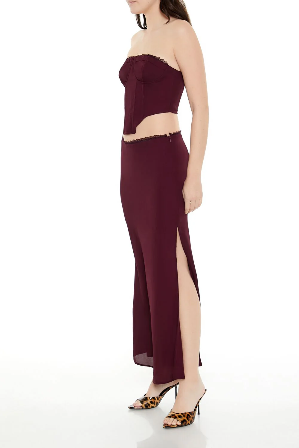 Lace-Trim Chiffon Maxi Skirt - Image 3
