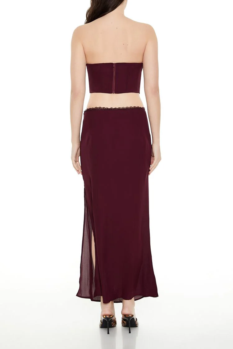 Lace-Trim Chiffon Maxi Skirt - Image 4