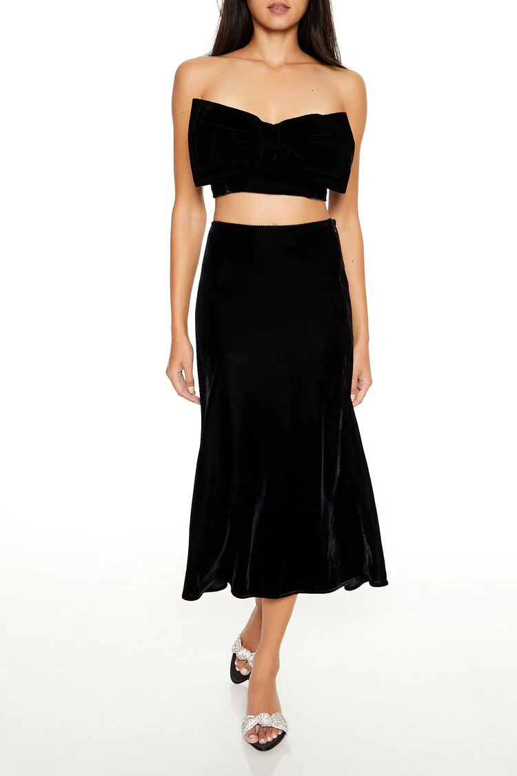 Velvet Bow Cropped Tube Top - Image 2
