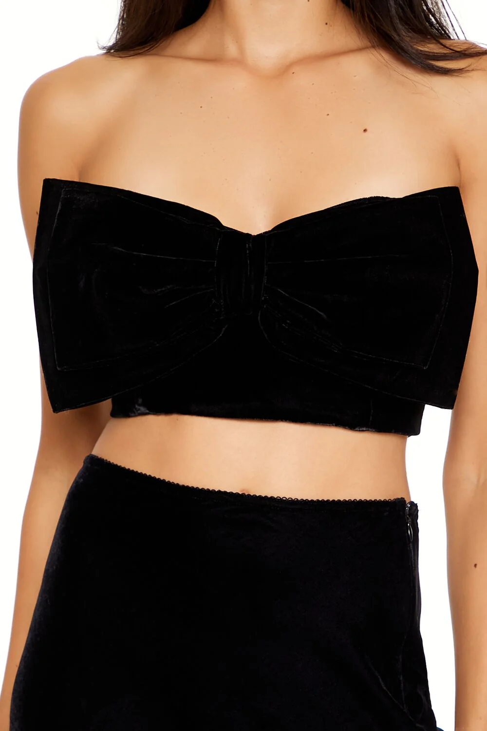 Velvet Bow Cropped Tube Top - Image 3