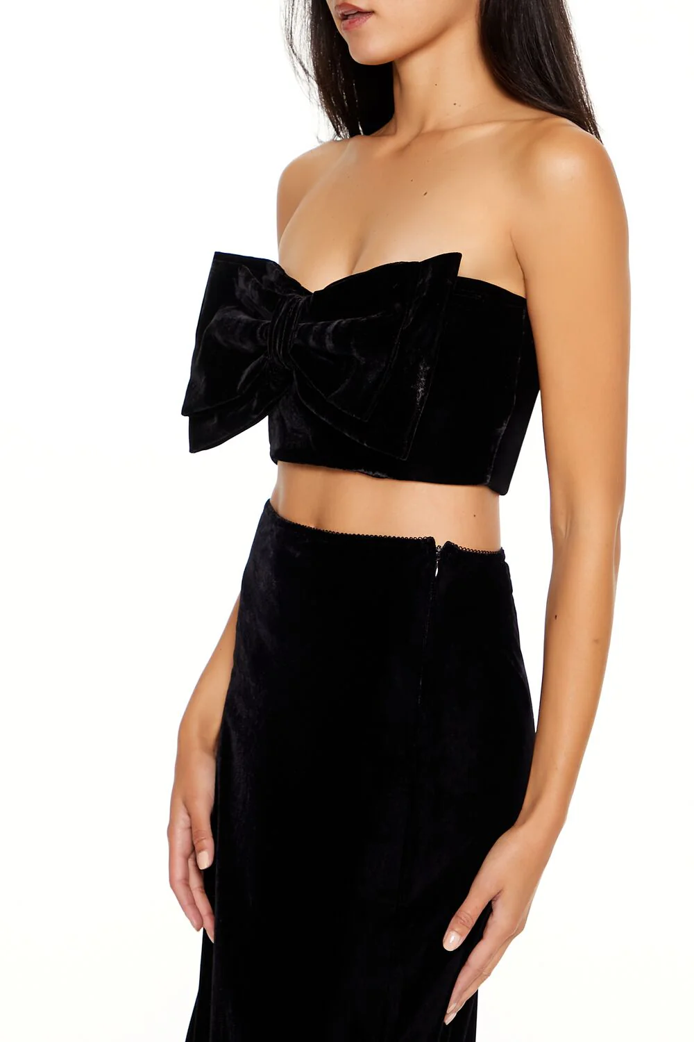 Velvet Bow Cropped Tube Top - Image 4