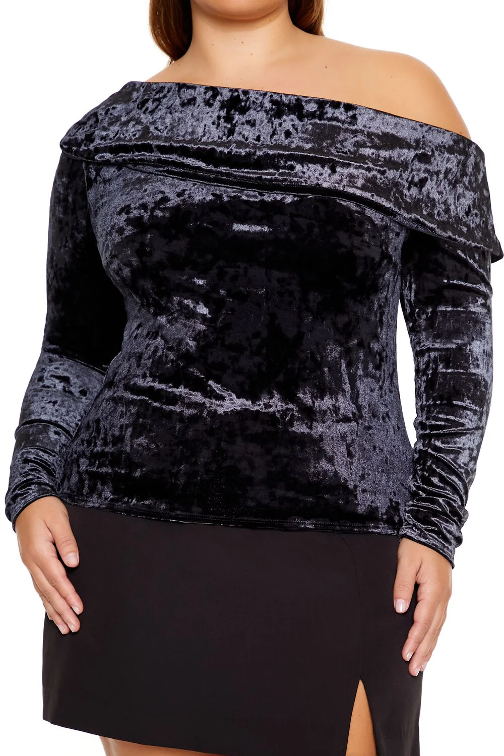 Plus Size Velvet Off-the-Shoulder Top - Image 3
