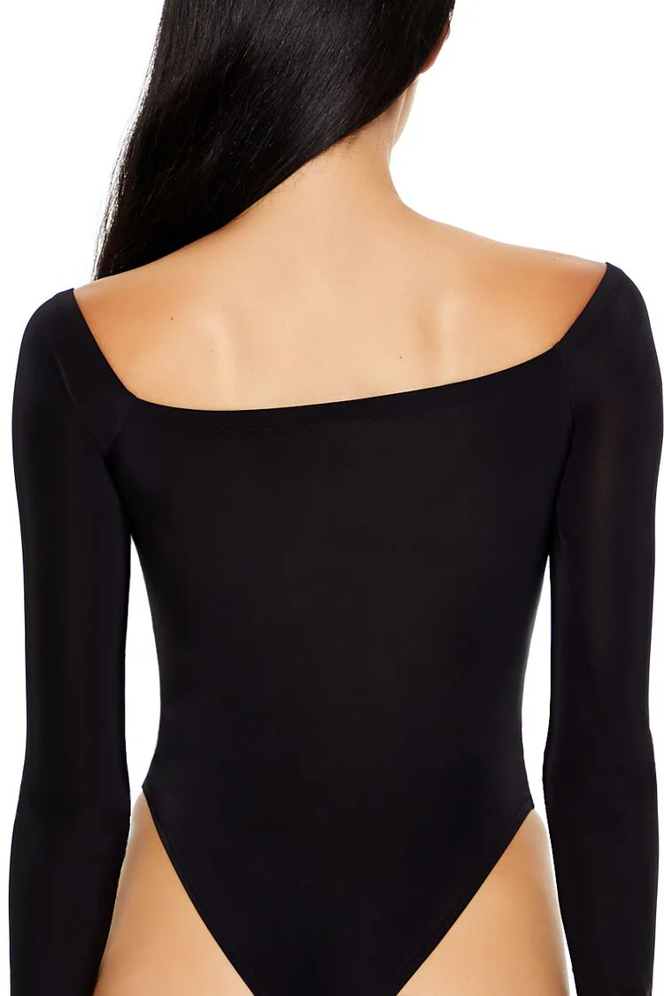 Sheer Mesh Cross Bodysuit - Image 4