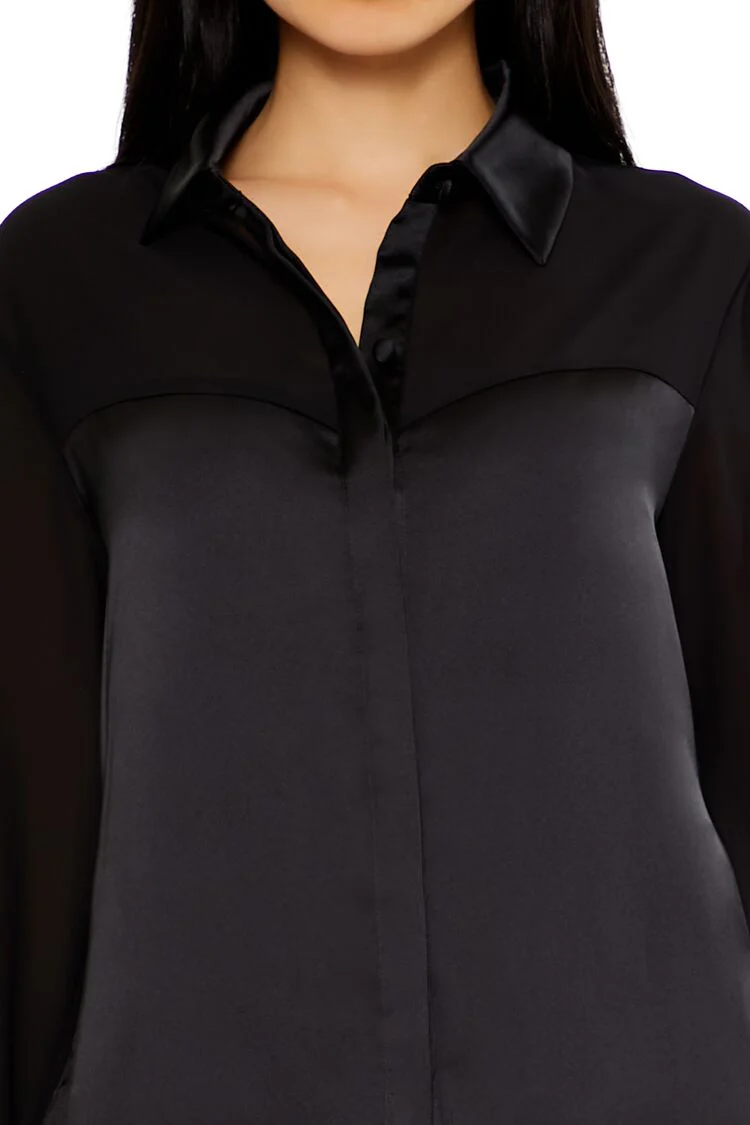 Oversized Sheer Button-Up Shirt - Image 3