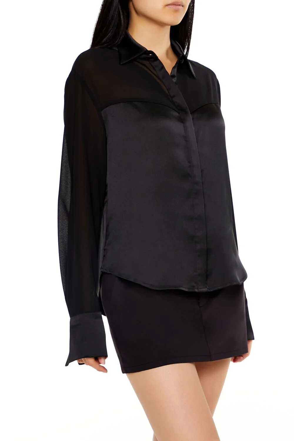 Oversized Sheer Button-Up Shirt - Image 4
