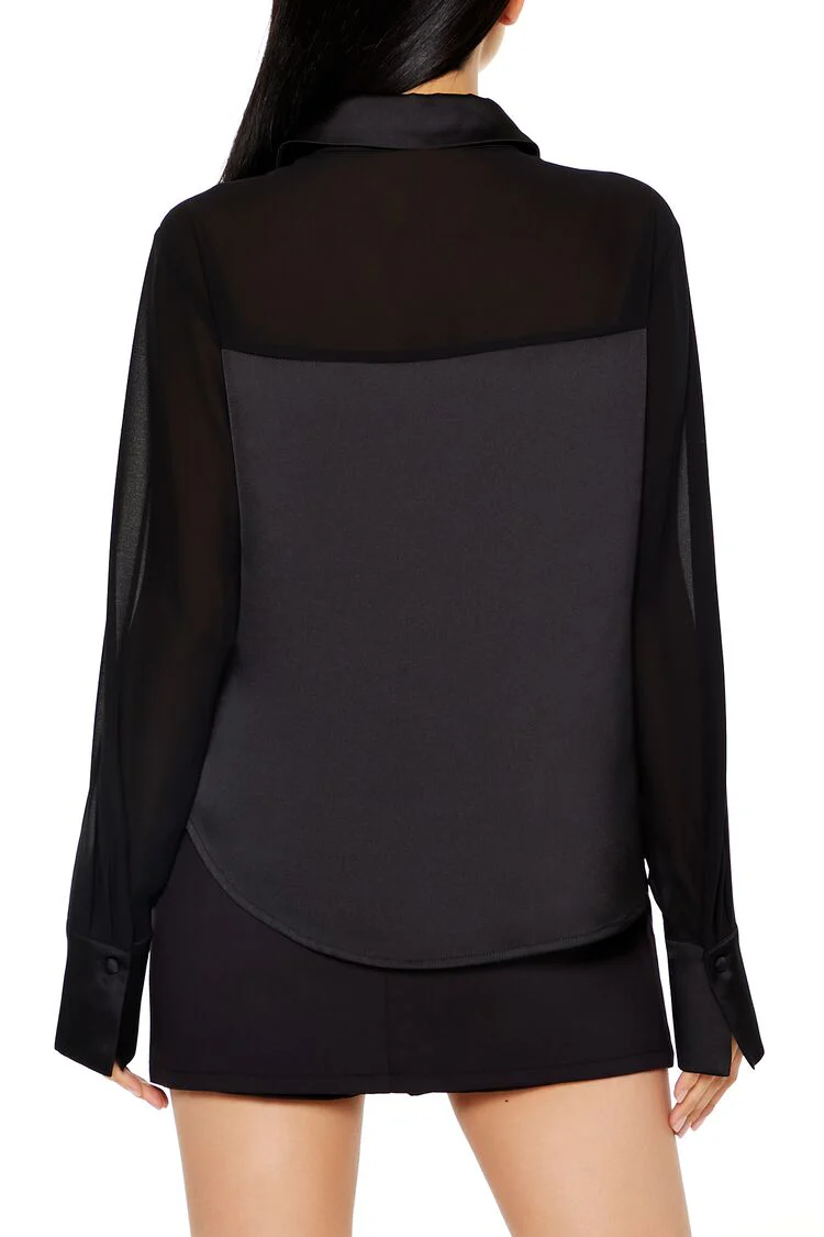 Oversized Sheer Button-Up Shirt - Image 5