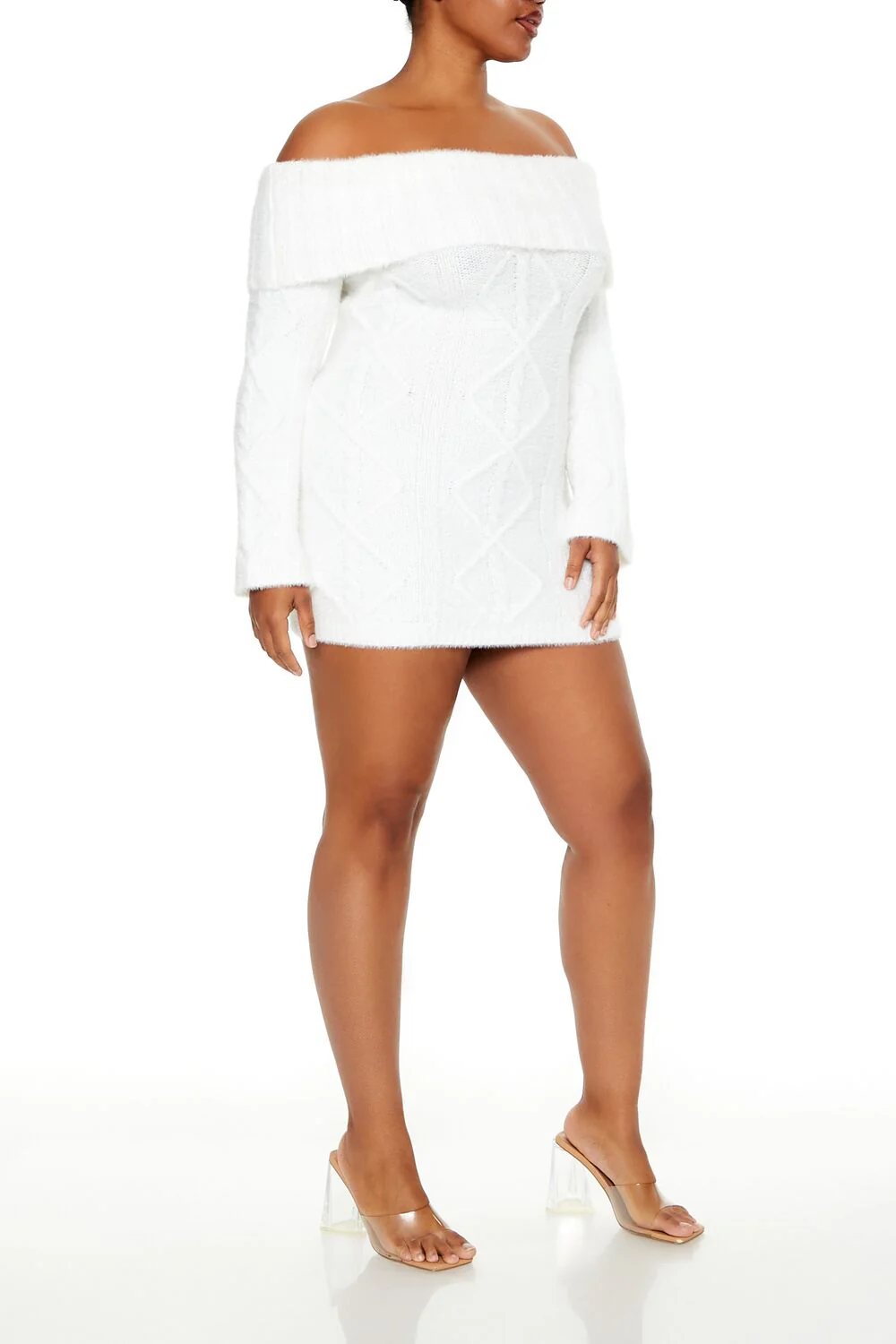 Plus Size Cable Knit Mini Sweater Dress - Image 3