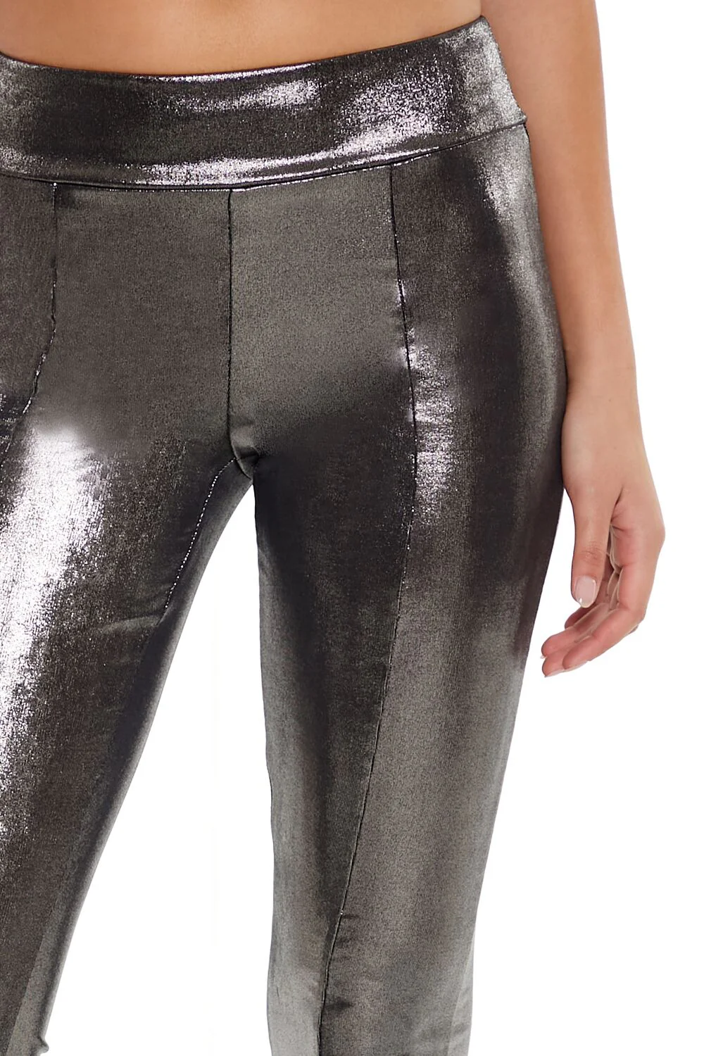 Metallic Mid-Rise Flare Leggings - Image 5