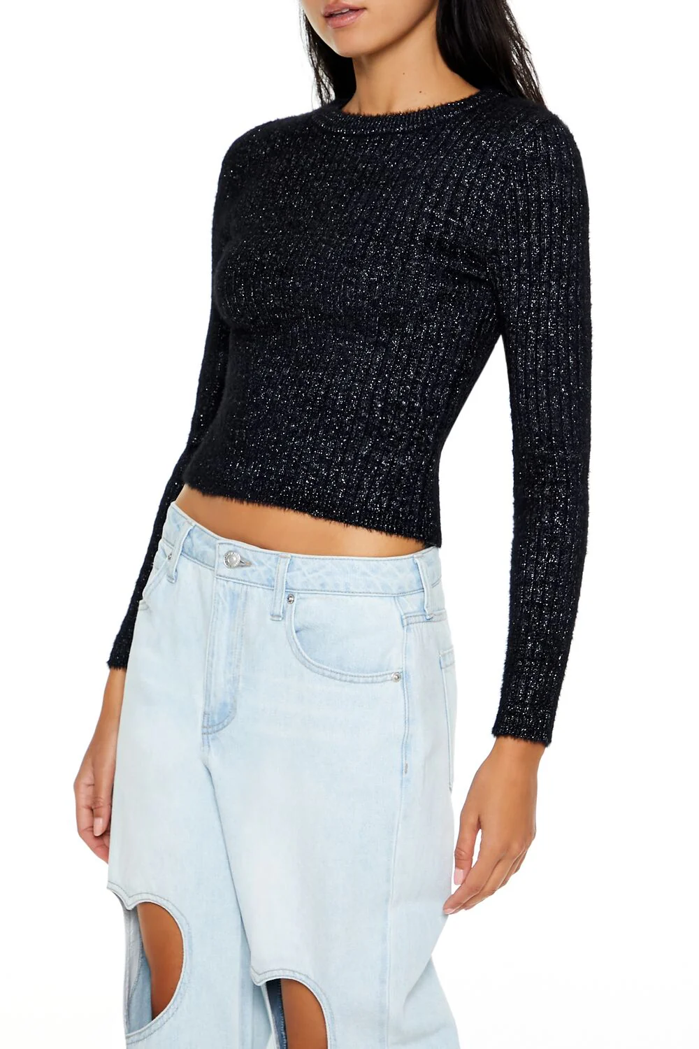 Ribbed Fuzzy Knit Sweater - Image 4