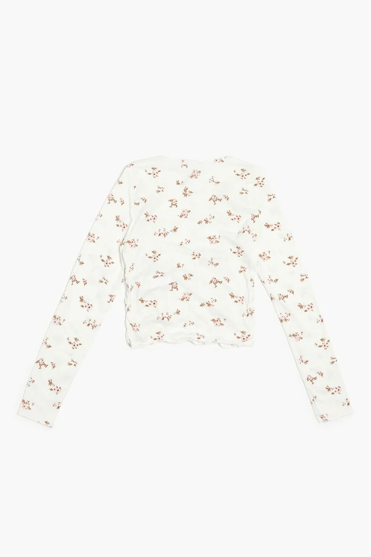 Girls Ruched Floral Top (Kids) - Image 2