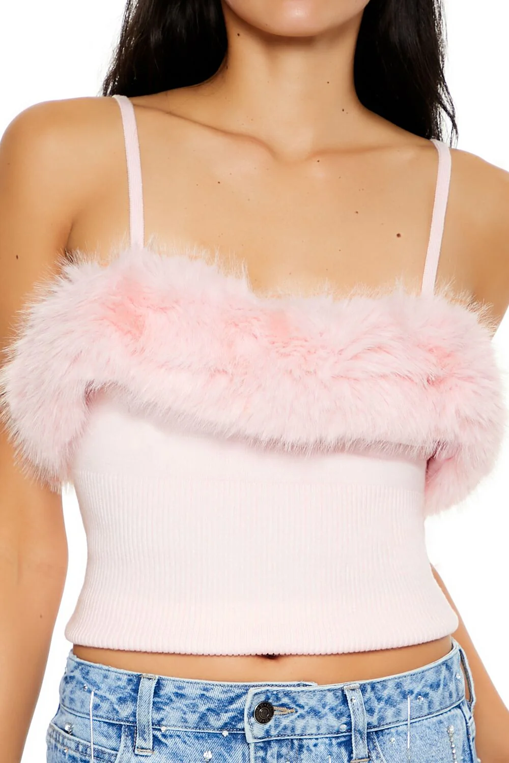 Faux Fur-Trim Sweater-Knit Cami - Image 3