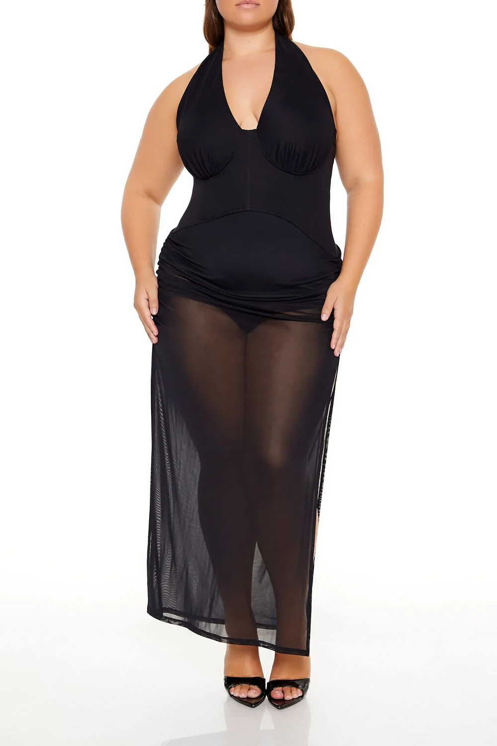 Plus Size Sheer Halter Maxi Dress - Image 6
