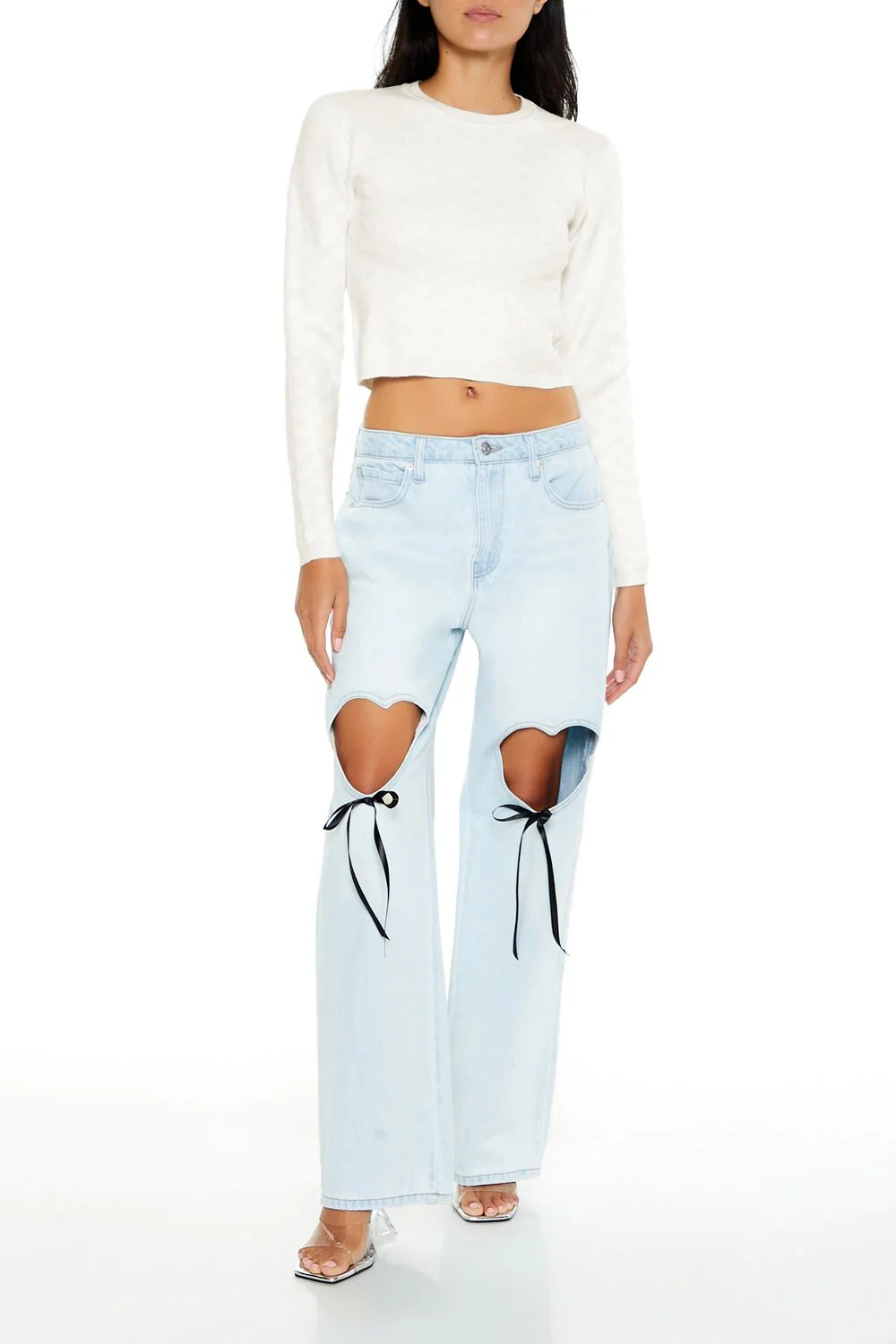 Textured Cropped Sweater - Image 2