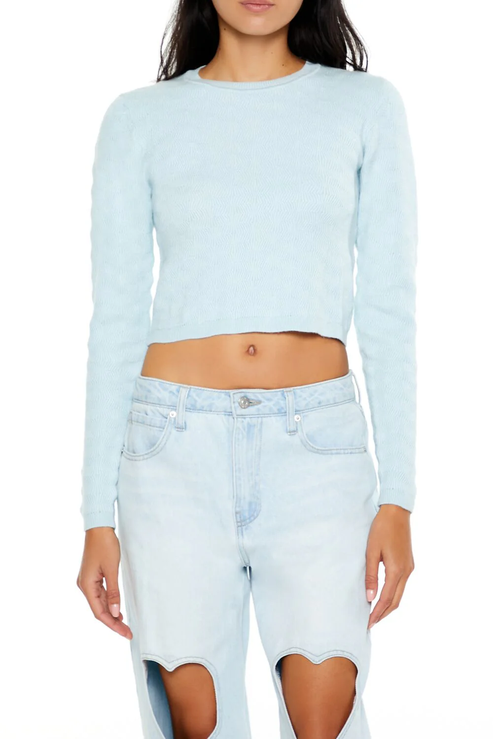 Textured Cropped Sweater - Image 6