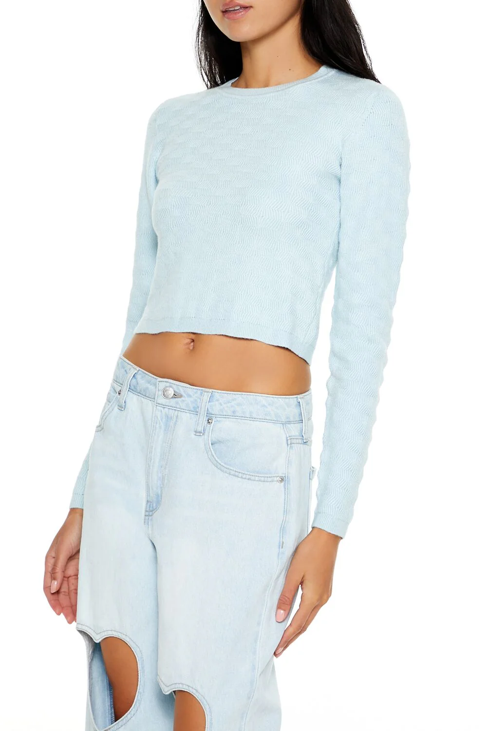 Textured Cropped Sweater - Image 9