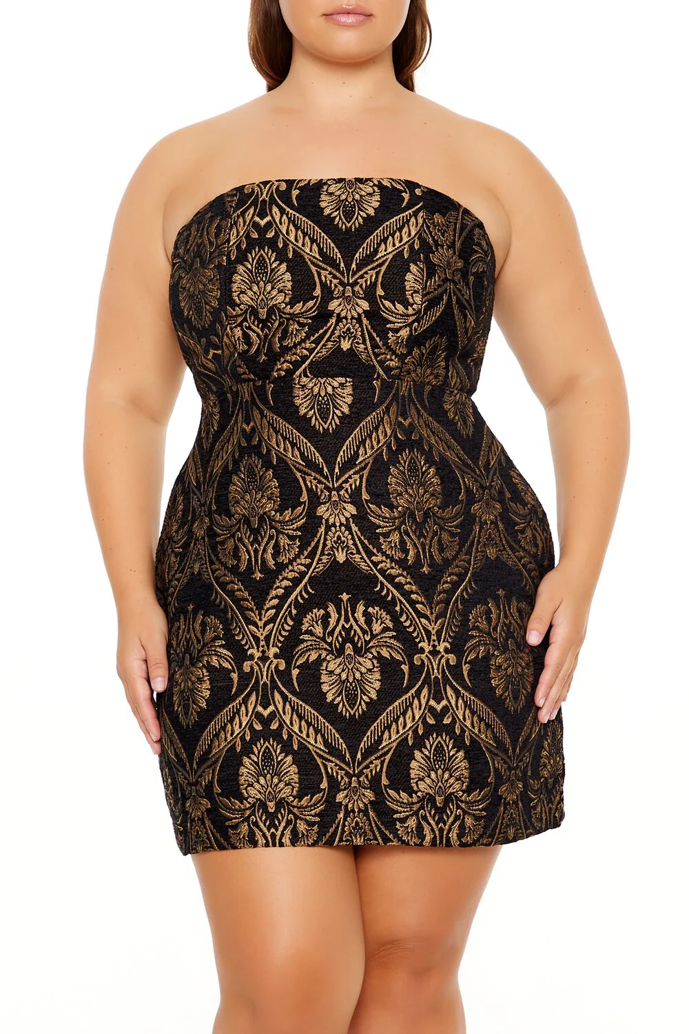 Plus Size Jacquard Baroque Mini Dress - Image 2