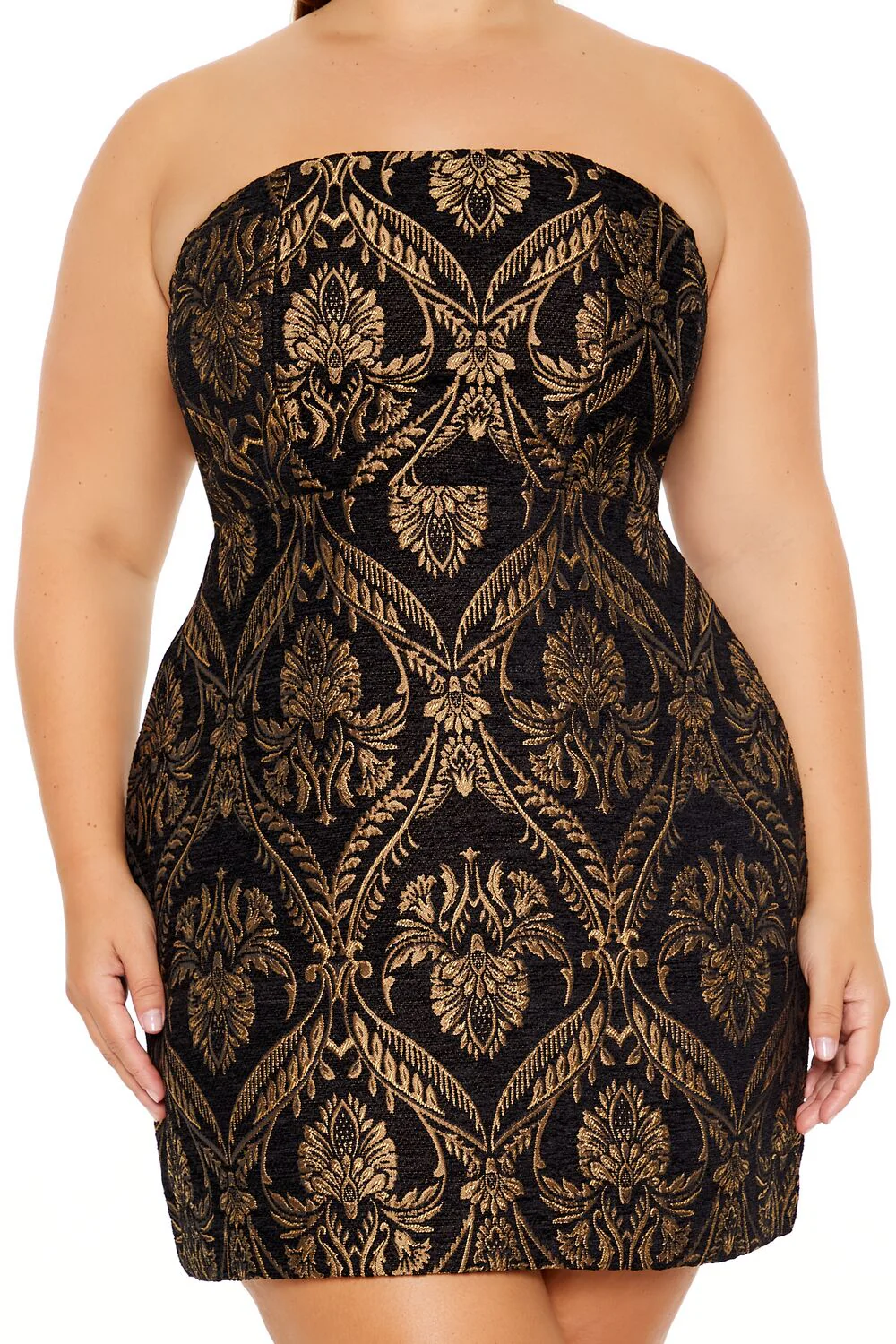 Plus Size Jacquard Baroque Mini Dress - Image 5