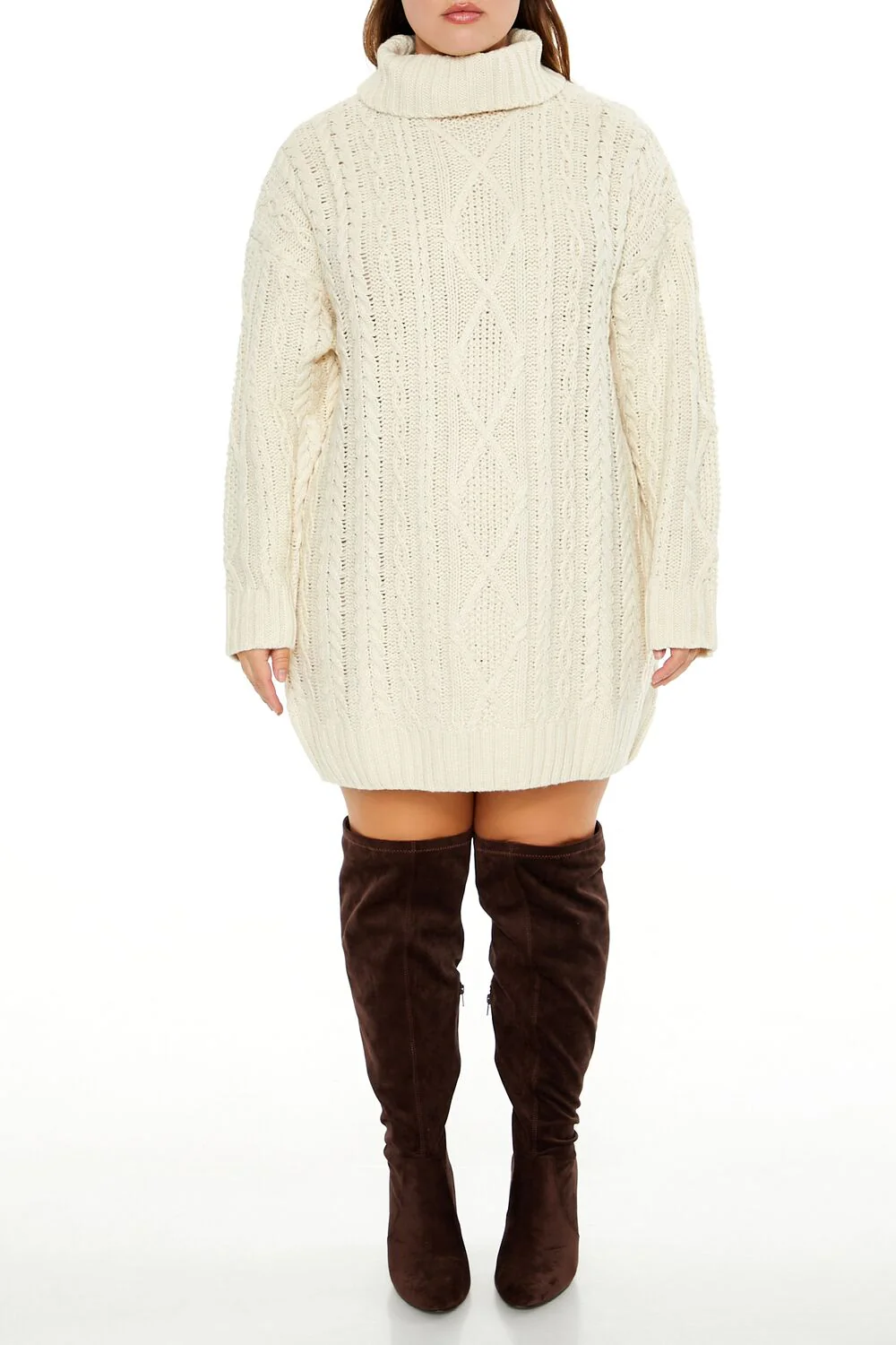 Plus Size Turtleneck Mini Sweater Dress - Image 2